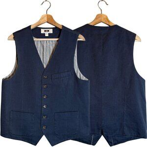 Joseph Abboud Vest Men's Small Blue Preppy Designer Business Casual Button Up